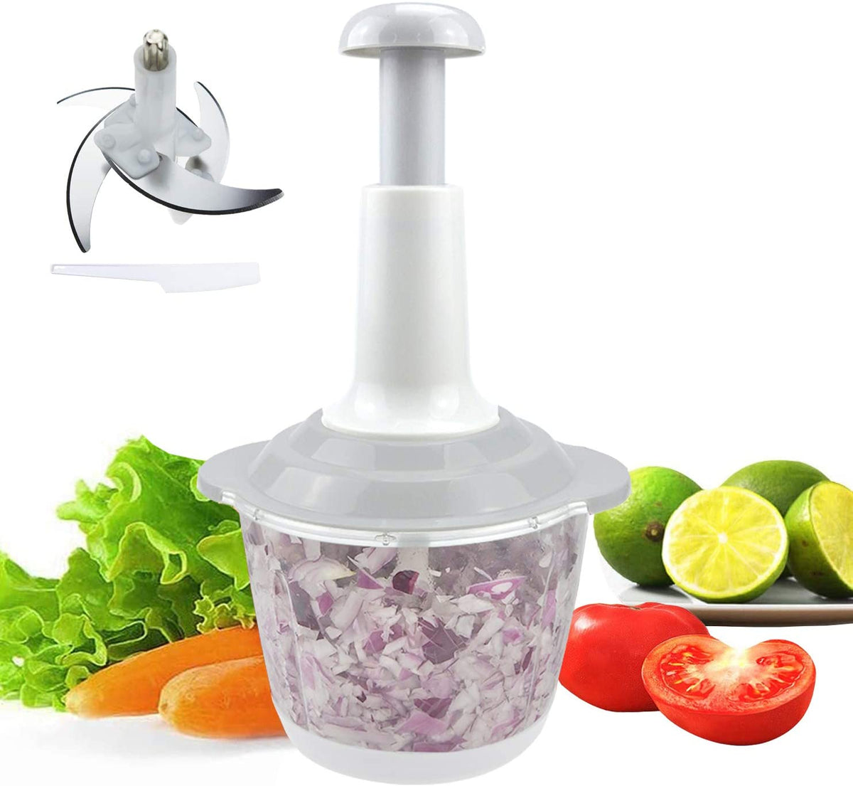 Manual Push-Down Food Chopper & Vegetable Cutter
