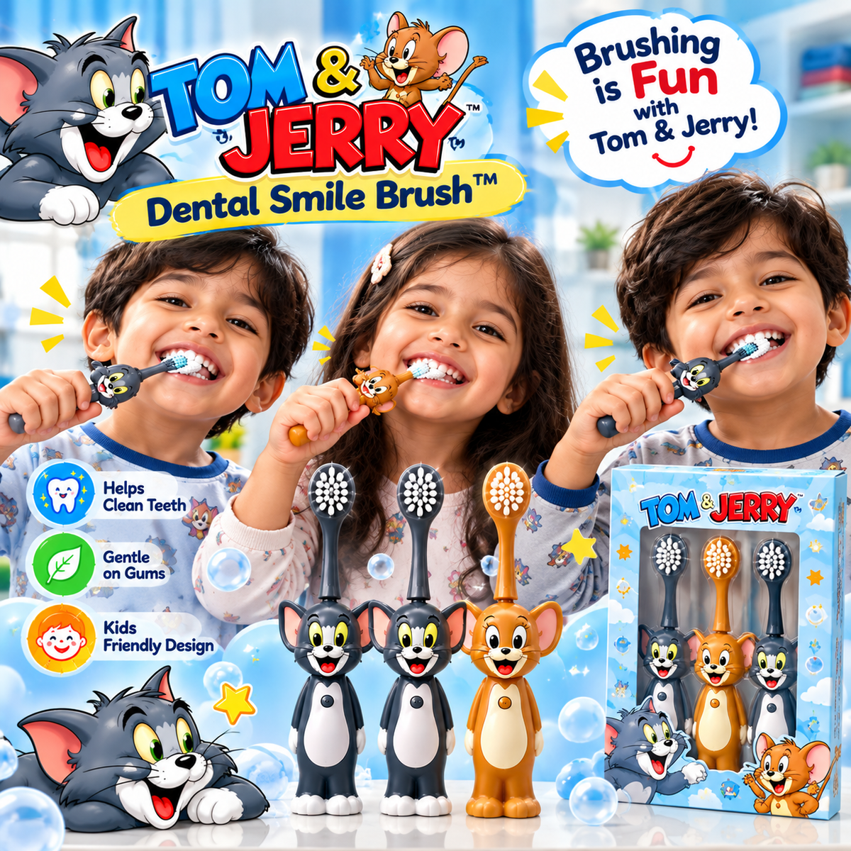 Tom & Jerry Dental Smile Brush™ – Fun & Gentle Kids' Dental Care Toothbrush
