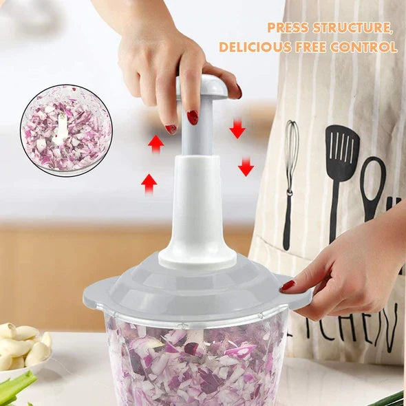 Manual Push-Down Food Chopper & Vegetable Cutter