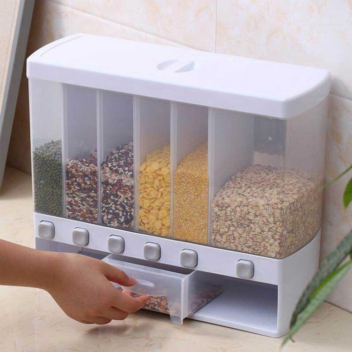 6-Compartment Grain & Food Storage Dispenser